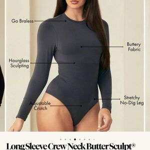 Pinsy Long Sleeve Seamless Shapewear Bodysuit in Black
